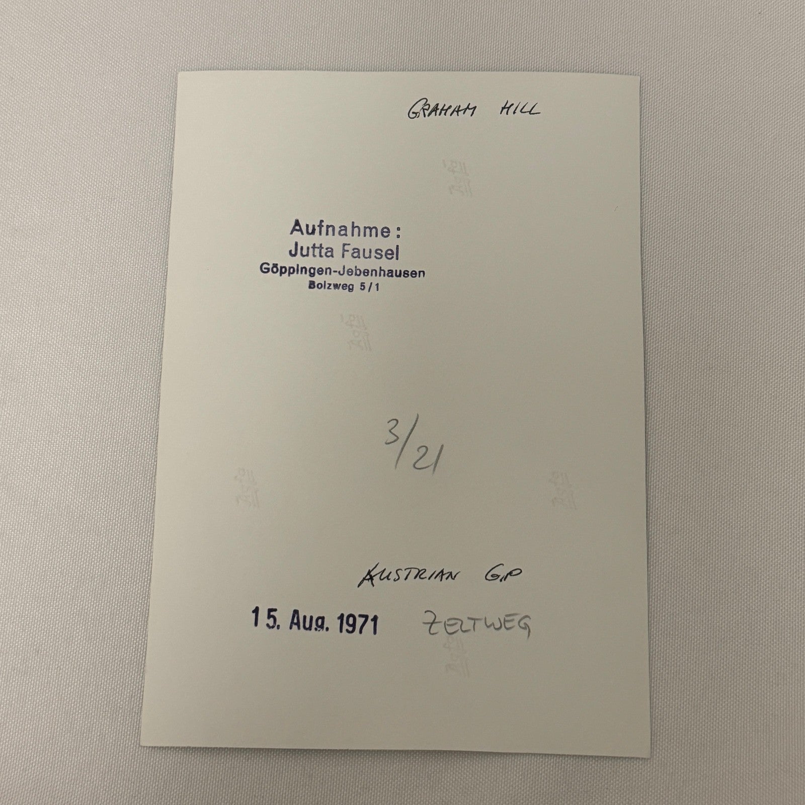 Vintage Racing Photo 1971 Austrian Grand Prix Graham Hill Motorsport Photograph