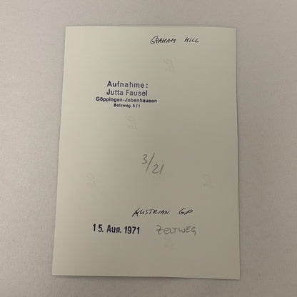 Vintage Racing Photo 1971 Austrian Grand Prix Graham Hill Motorsport Photograph