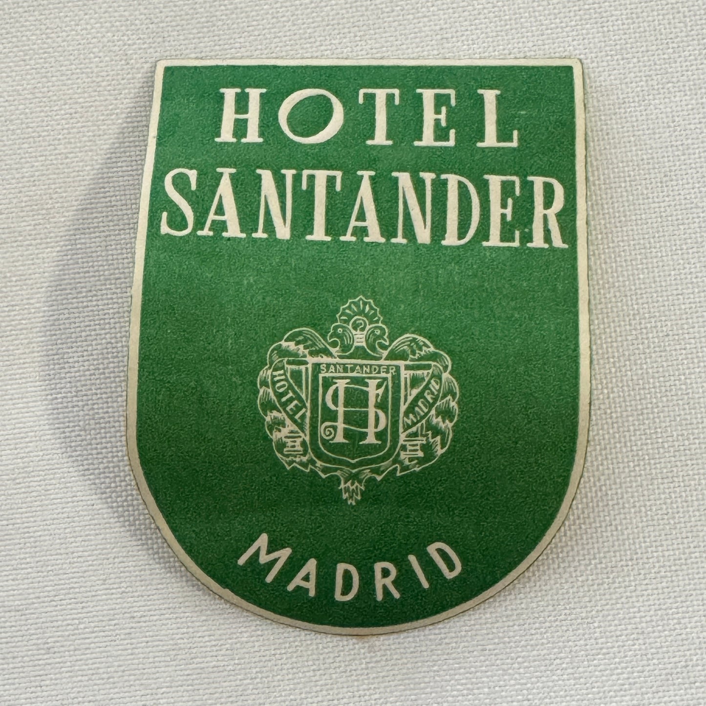 Vintage Travel Luggage Label Hotel Santander Madrid Spain Spanish