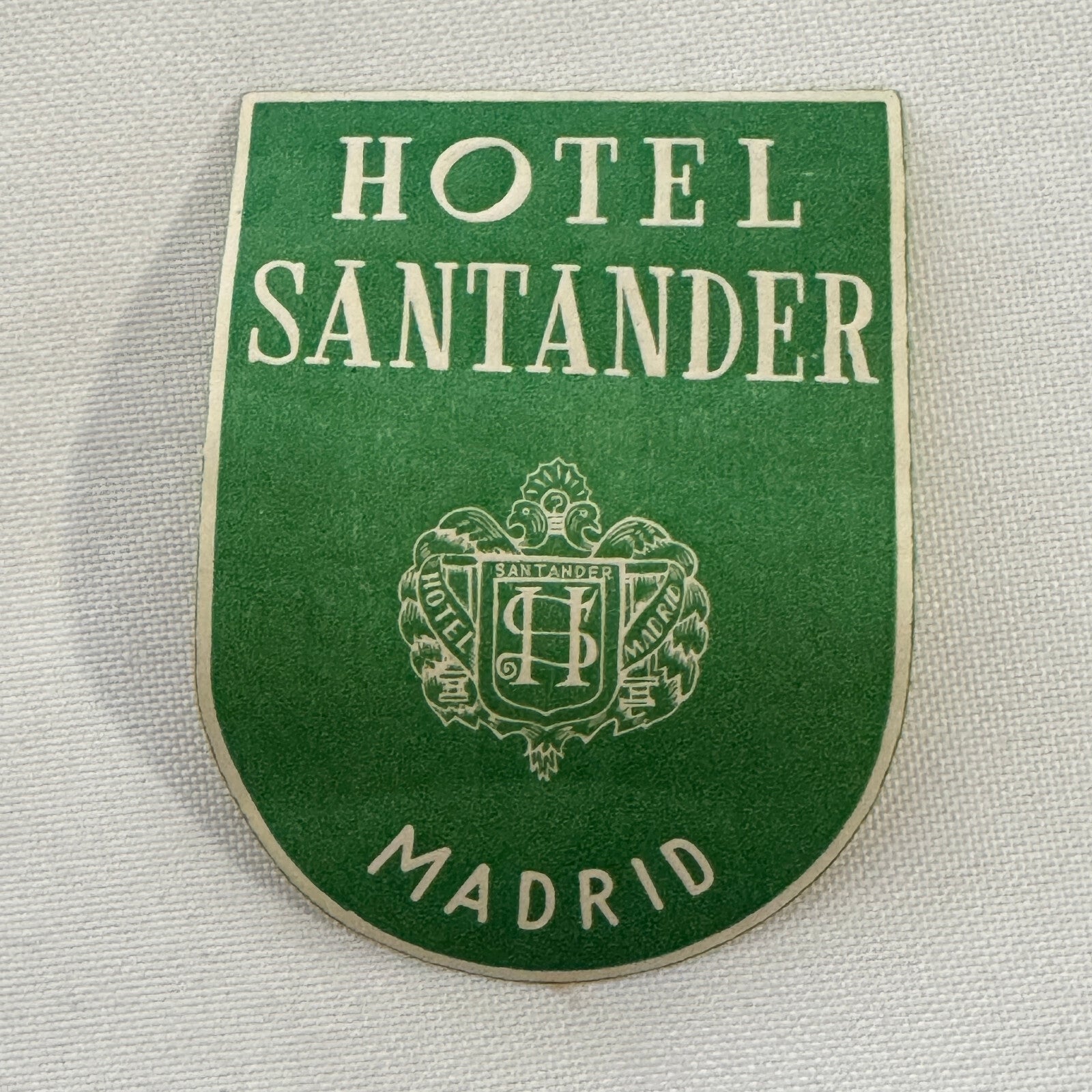 Vintage Travel Luggage Label Hotel Santander Madrid Spain Spanish