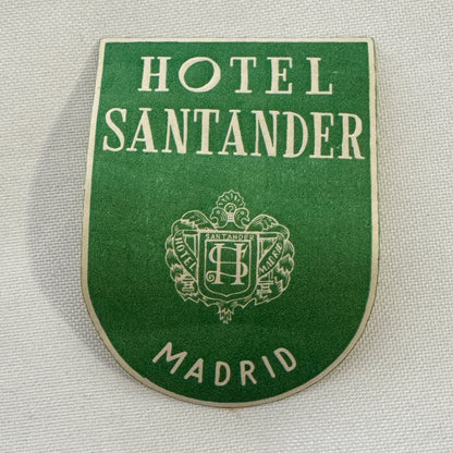 Vintage Travel Luggage Label Hotel Santander Madrid Spain Spanish