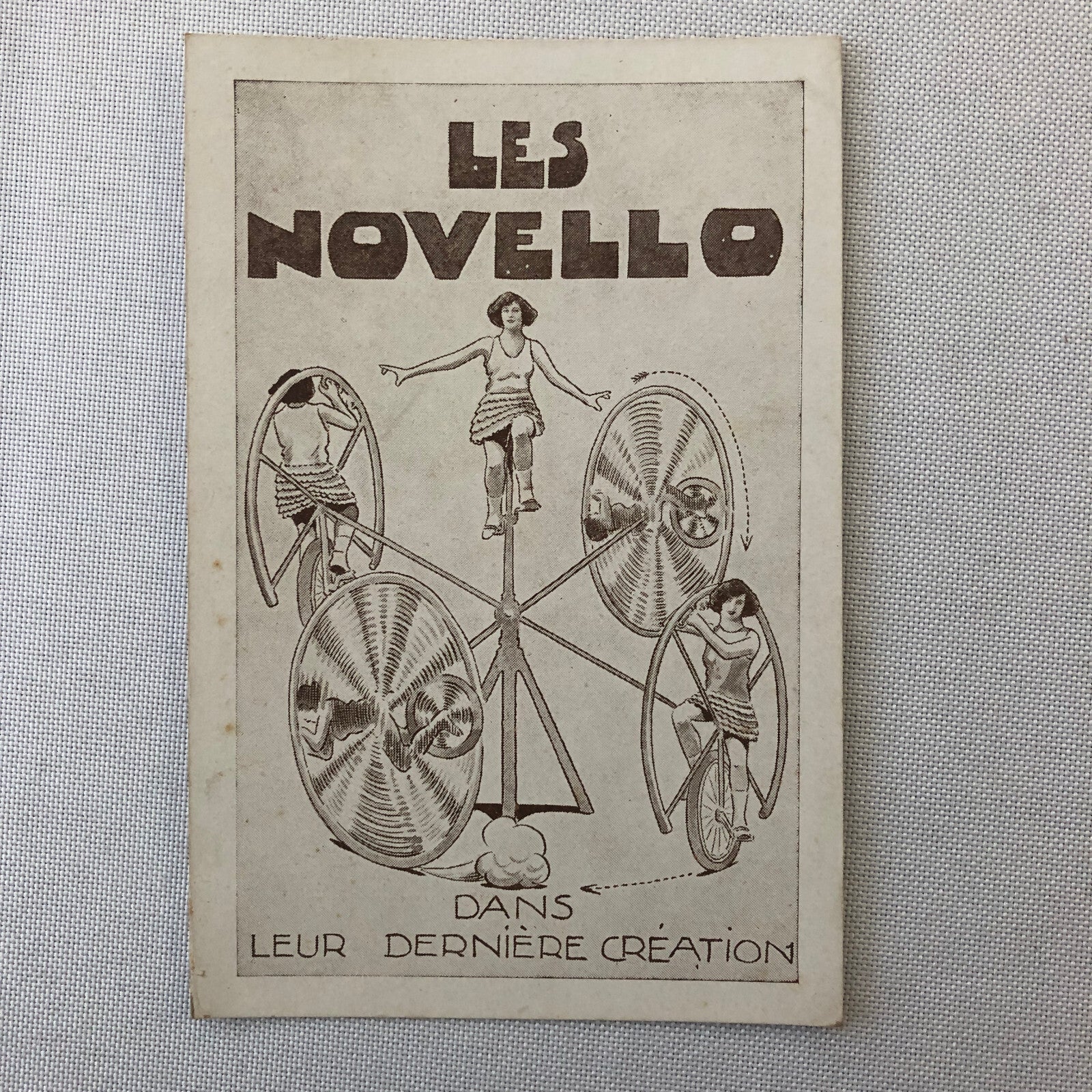 Circus Bicycle Performer Vintage Postcard Post Card Lot of 2 Les Novello French