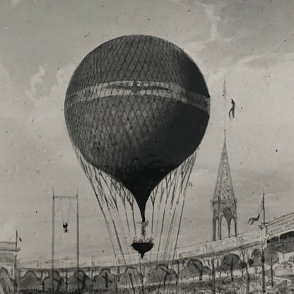 Vintage Photograph of Painting Circus Scene Horses Hot Air Balloon Photo