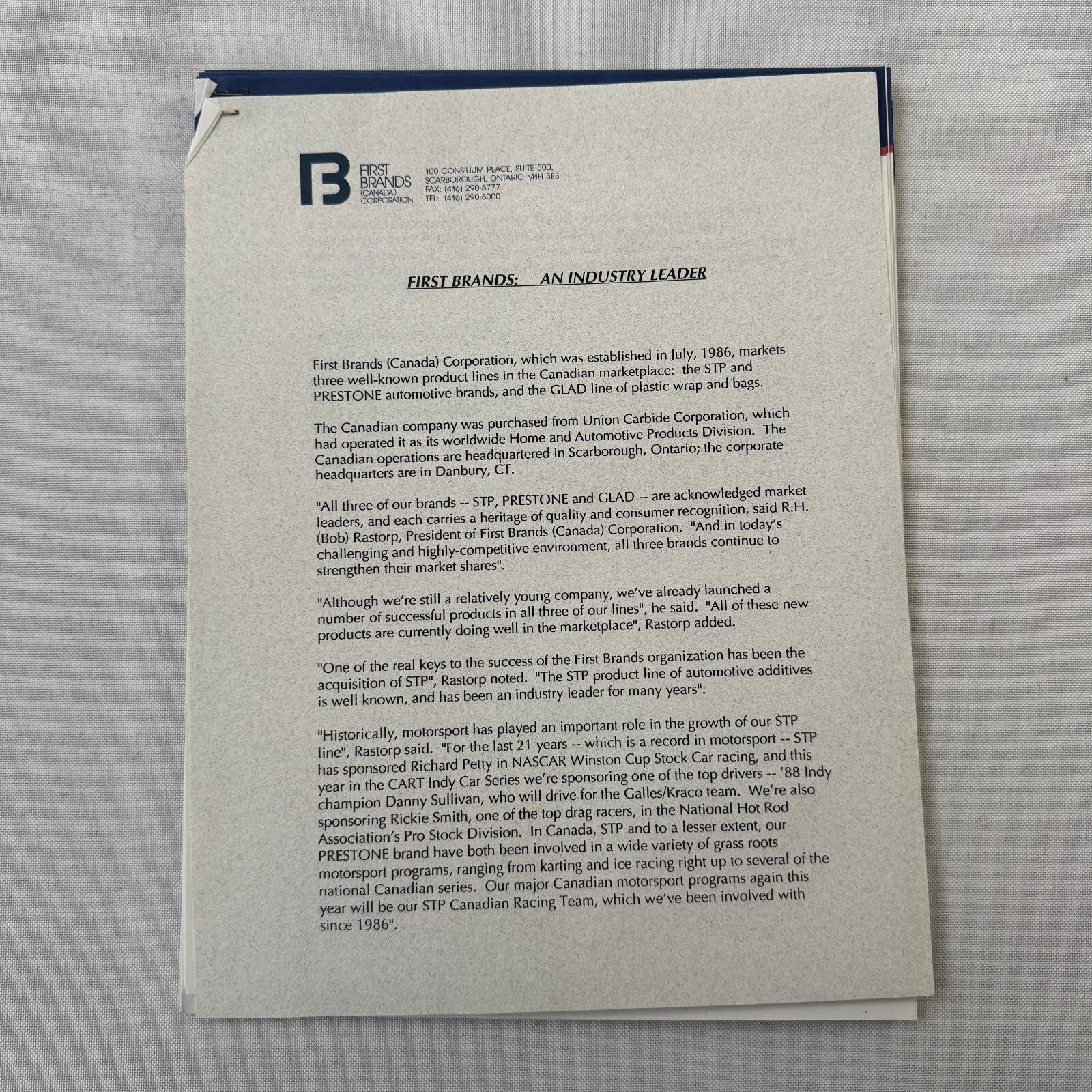 1992 STP Racing Press Kit Brochure Photos Bryan Herta Richard Petty Vintage