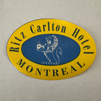 Vintage Hotel Travel Label Ritz Carlton Hotel Montreal Quebec Canada Canadian