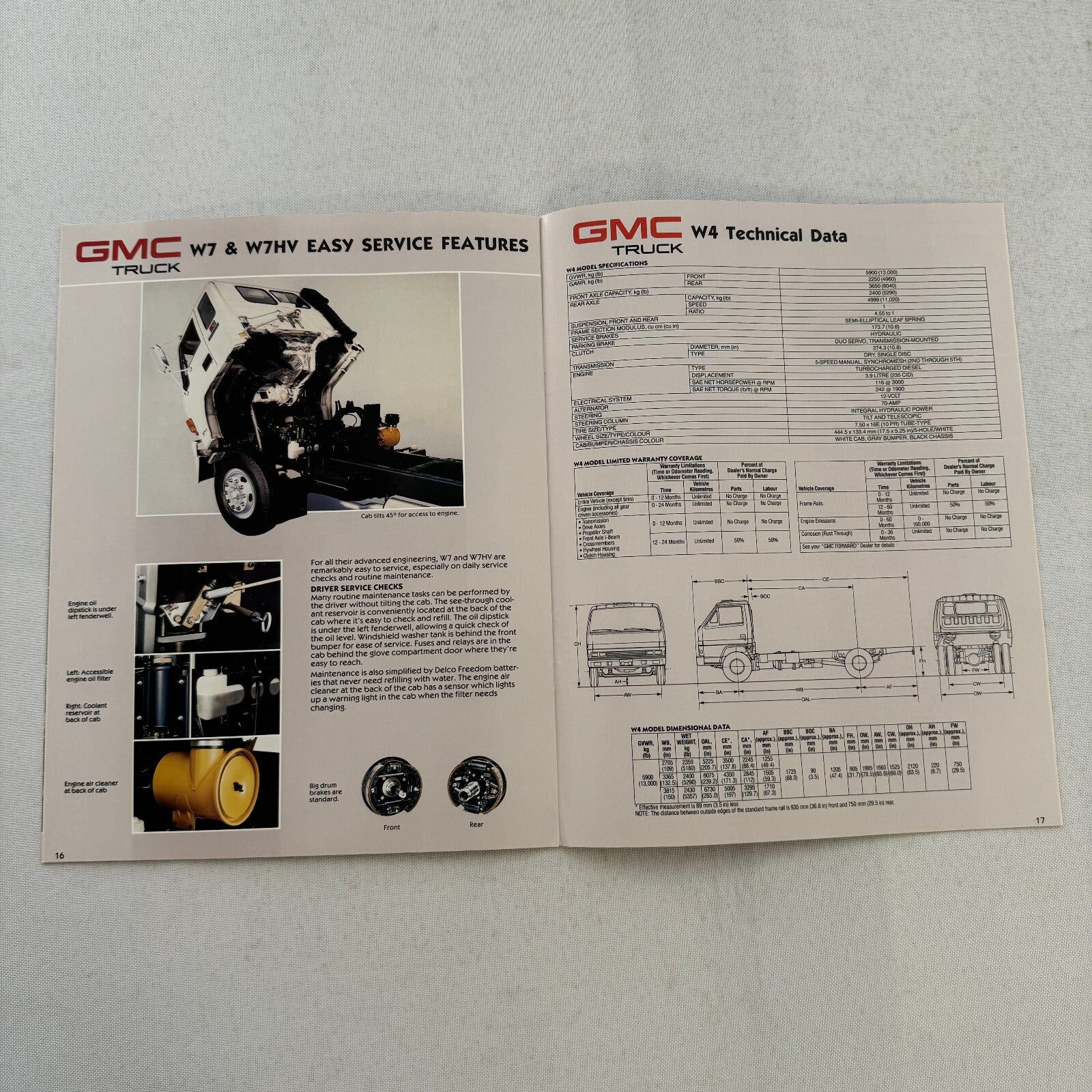 GMC Truck Sales Brochure Catalog W4 W7 W7HV 1987 1988 Vintage