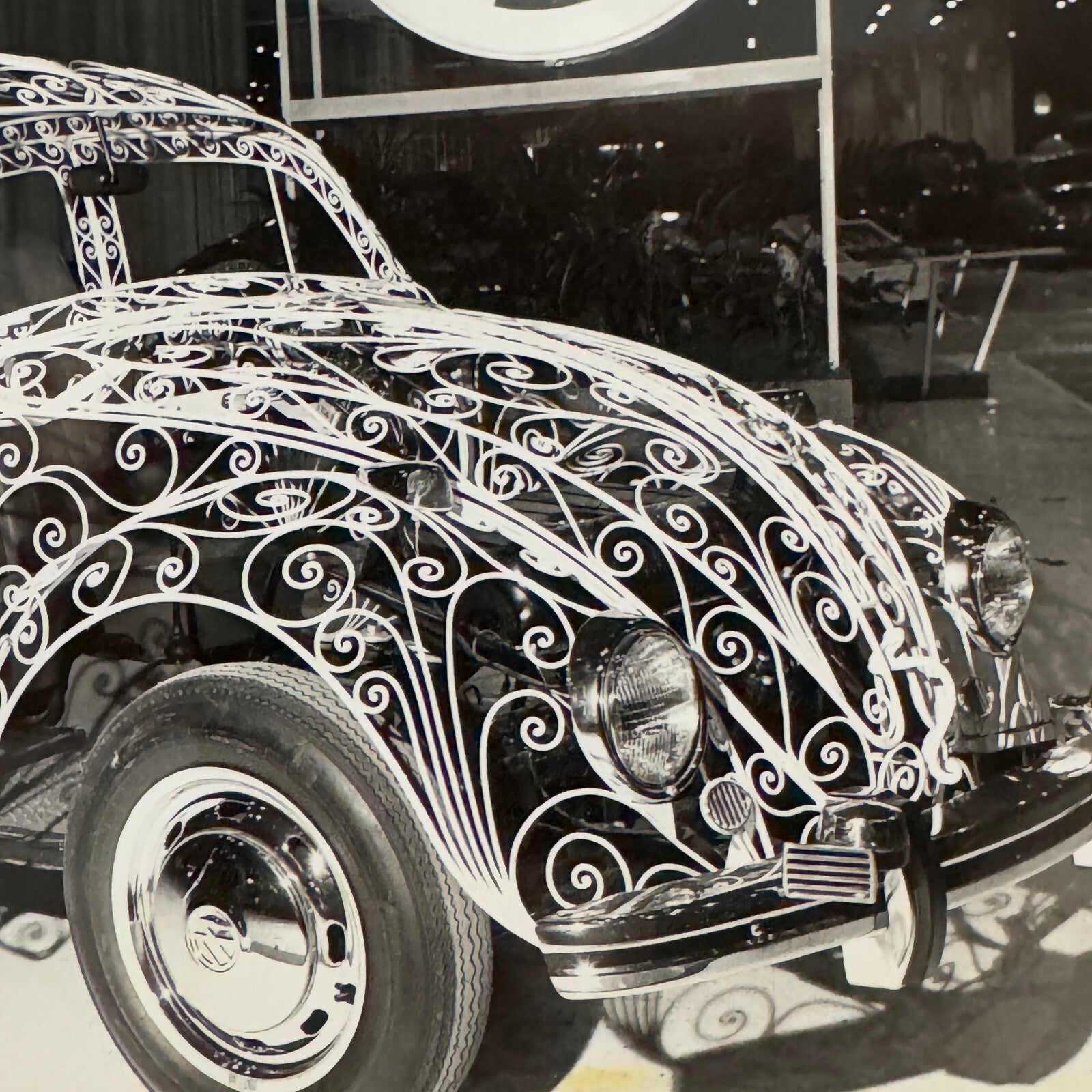 Vintage Volkswagen VW Beetle Wrought Iron Sculpture Concept Car Art Photograph