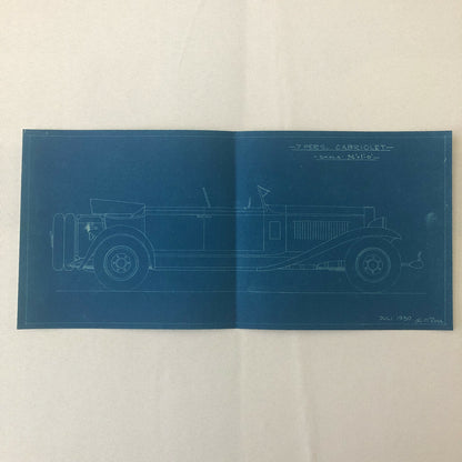 1930 Coachbuilder Car Design Blueprint Rendering Blue Print Cabriolet Body Style