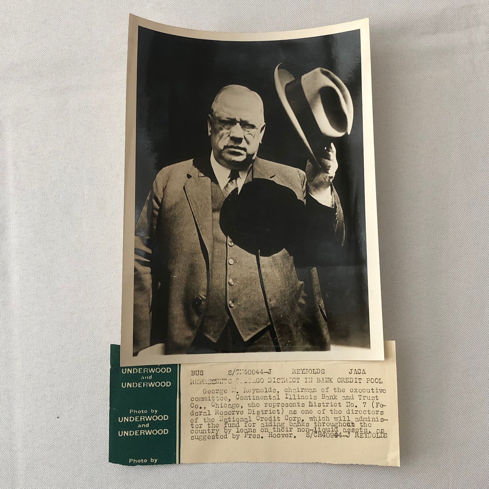 Press Photo Photograph Illinois Bank and Trust Company Chairman President Hoover