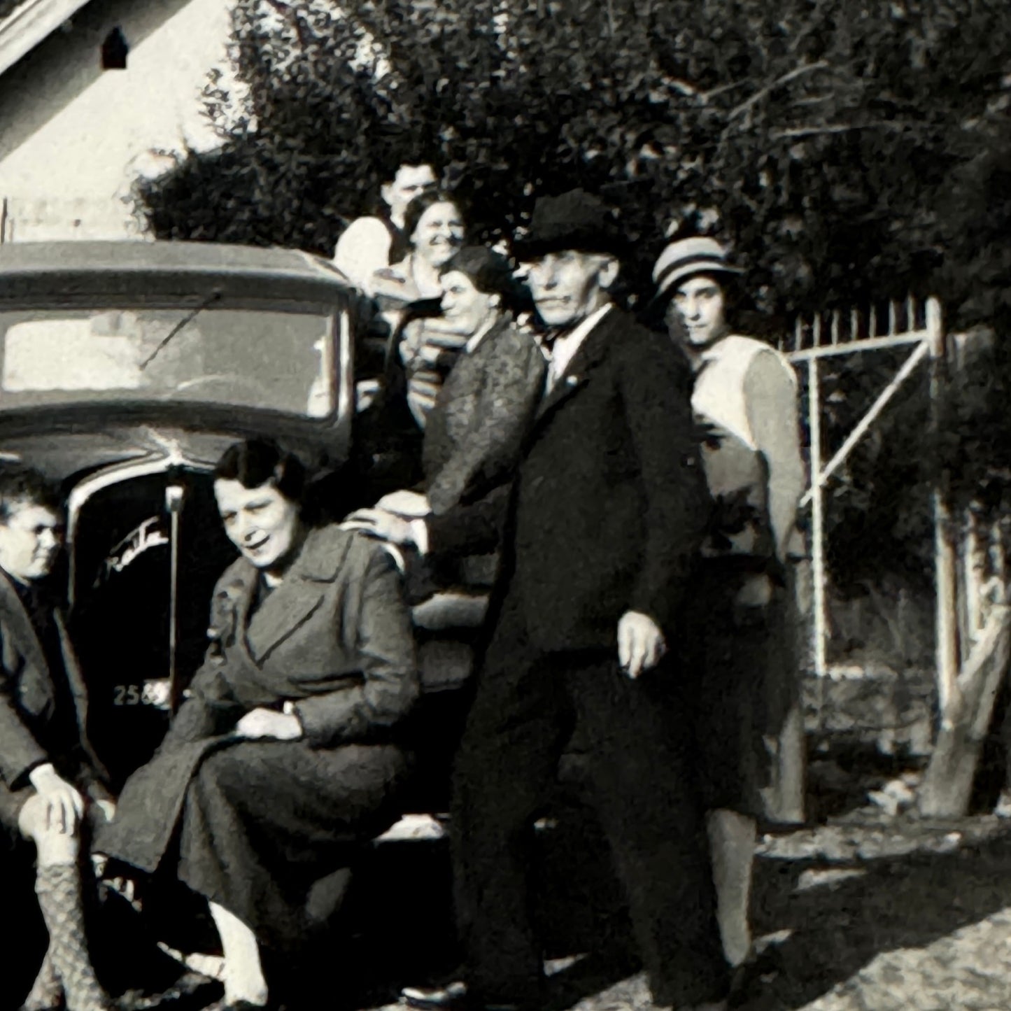 Vintage Photograph Photo Print Men Women with Early Automobile Car Vehicle