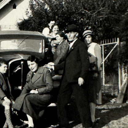 Vintage Photograph Photo Print Men Women with Early Automobile Car Vehicle
