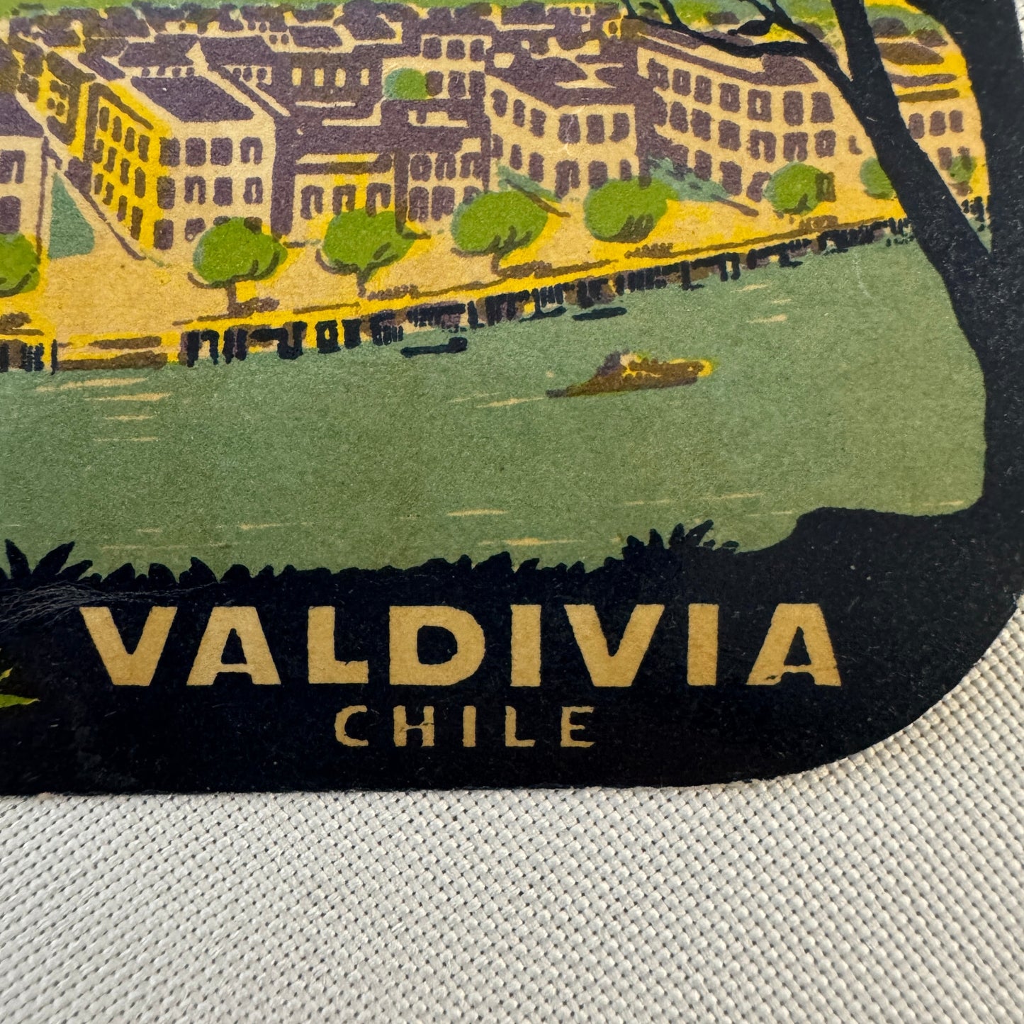 Vintage Hotel Travel Luggage Label Valdivia Chile Palace Hotel Chilean