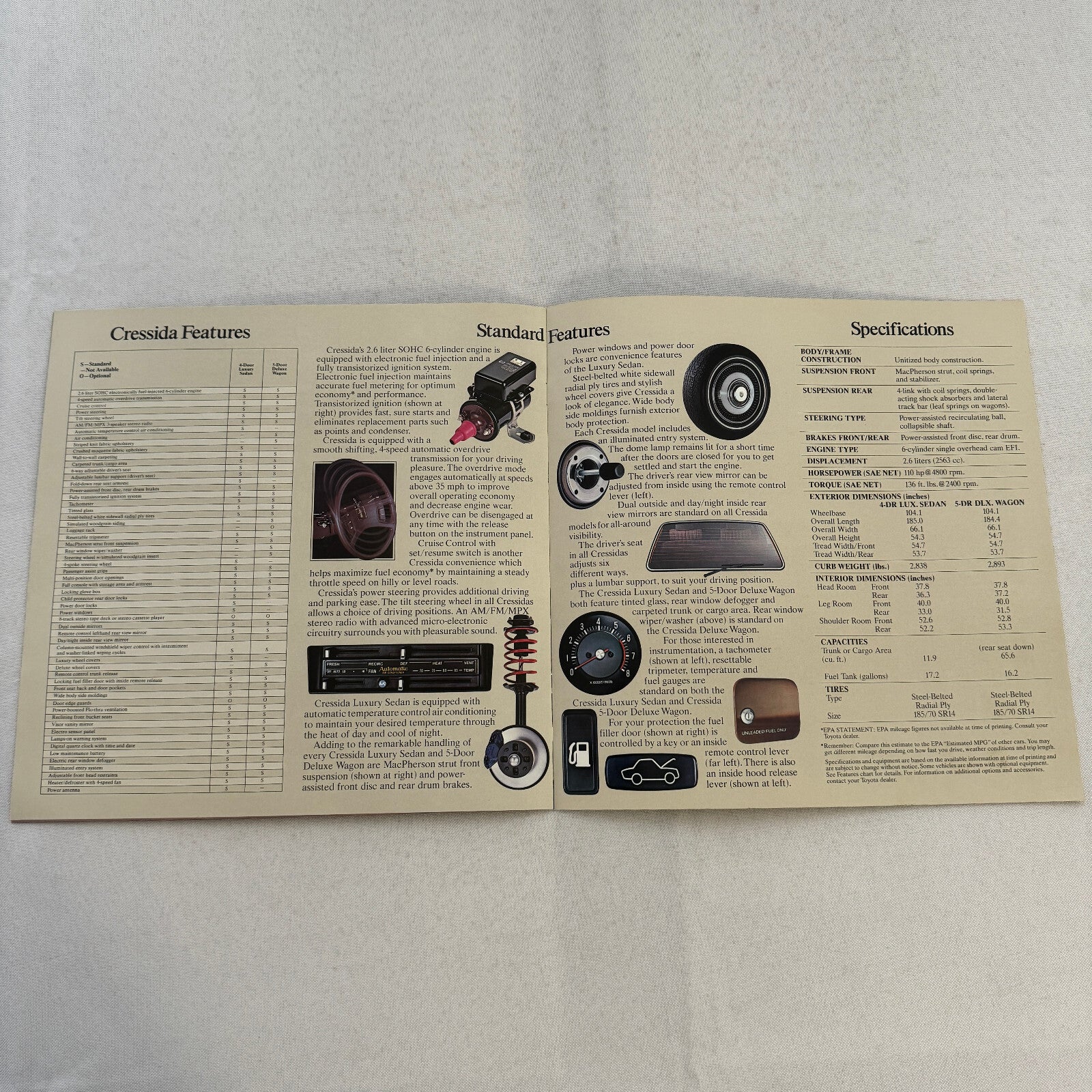 1980 Toyota Cressida Car Sales Brochure Catalog 4 Door Sedan Deluxe Wagon