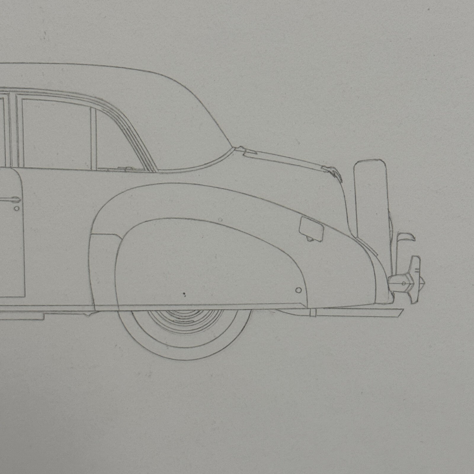 1940 Lincoln Continental Club Coupe Car Illustration Art Drawing Hand Drawn