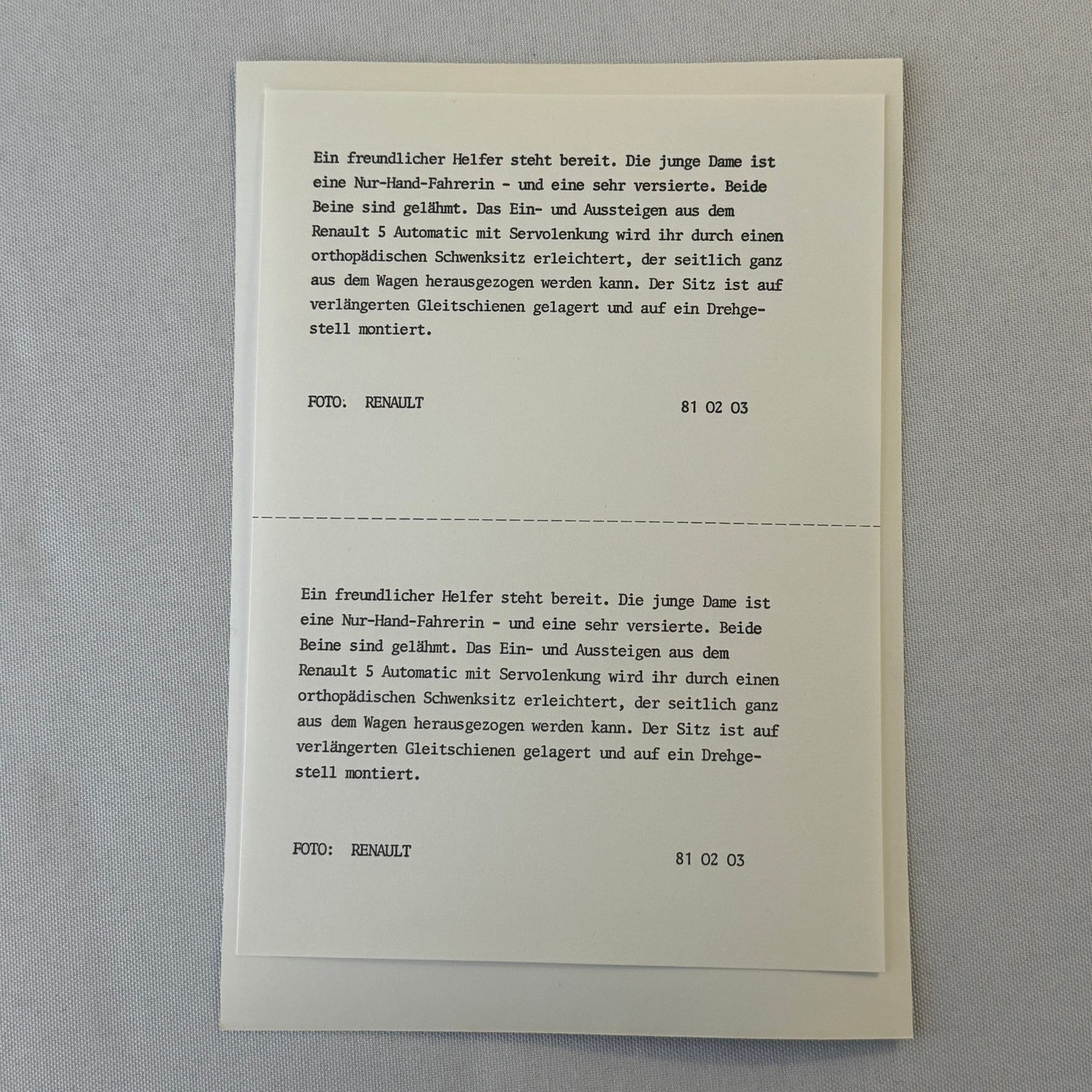 1981 Renault Disabled Driver Car Press Kit Brochure Photos Renault 5 18 Fuego