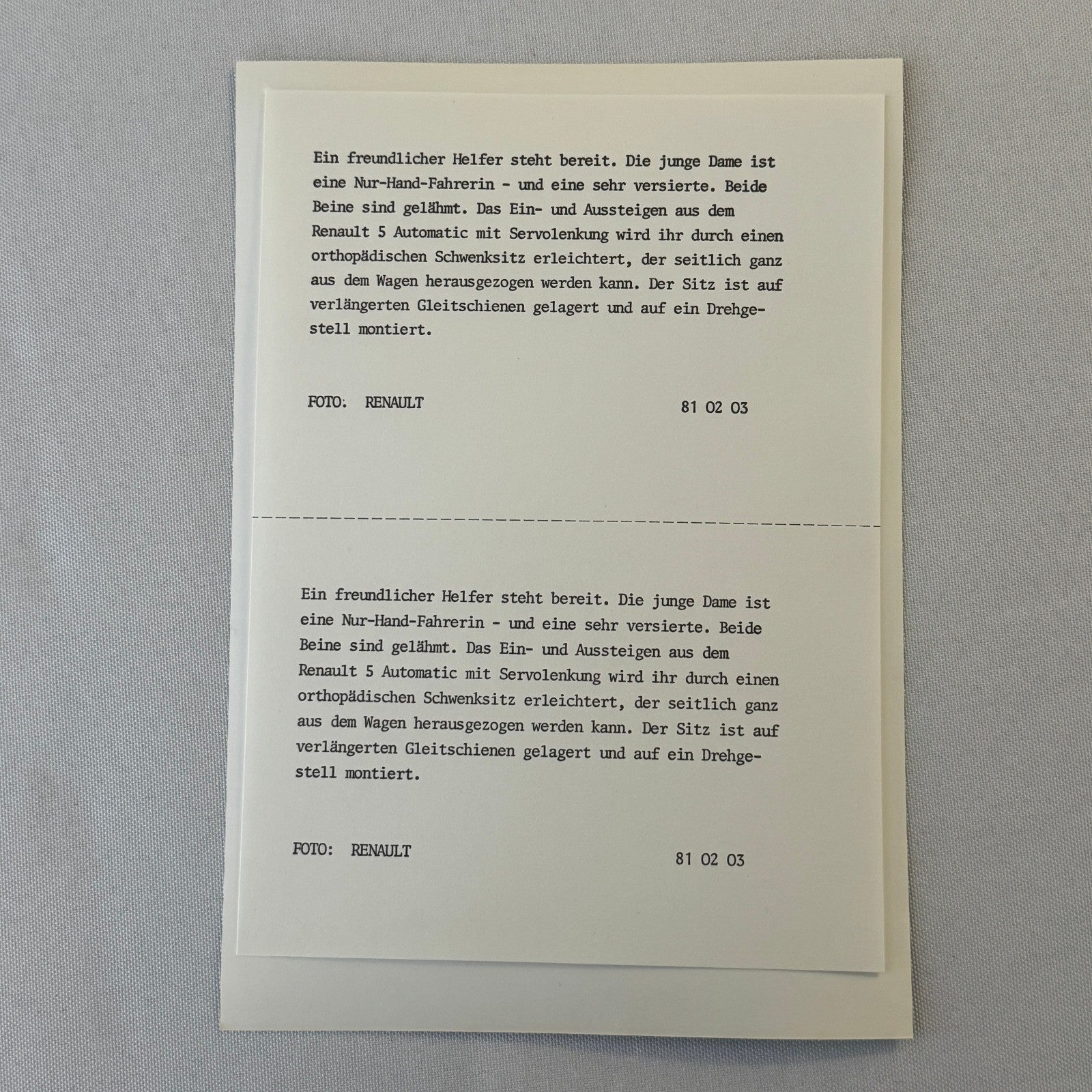 1981 Renault Disabled Driver Car Press Kit Brochure Photos Renault 5 18 Fuego