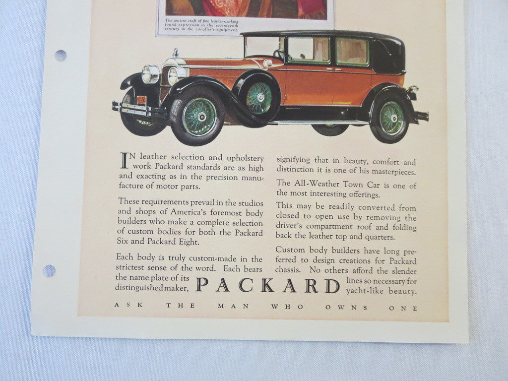 1927 1928 ? Packard Original Dealer Only Ad Proof All Weather Town Car Sedan