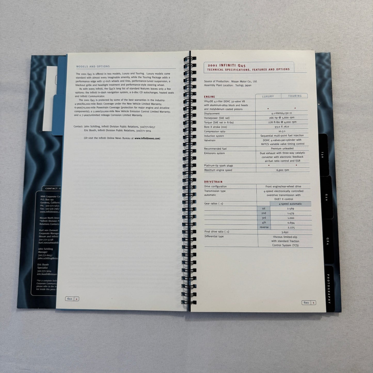 2001 Infiniti Car Press Kit Brochure Q45 I30 G20 QX4 Photo CD 35mm Slides