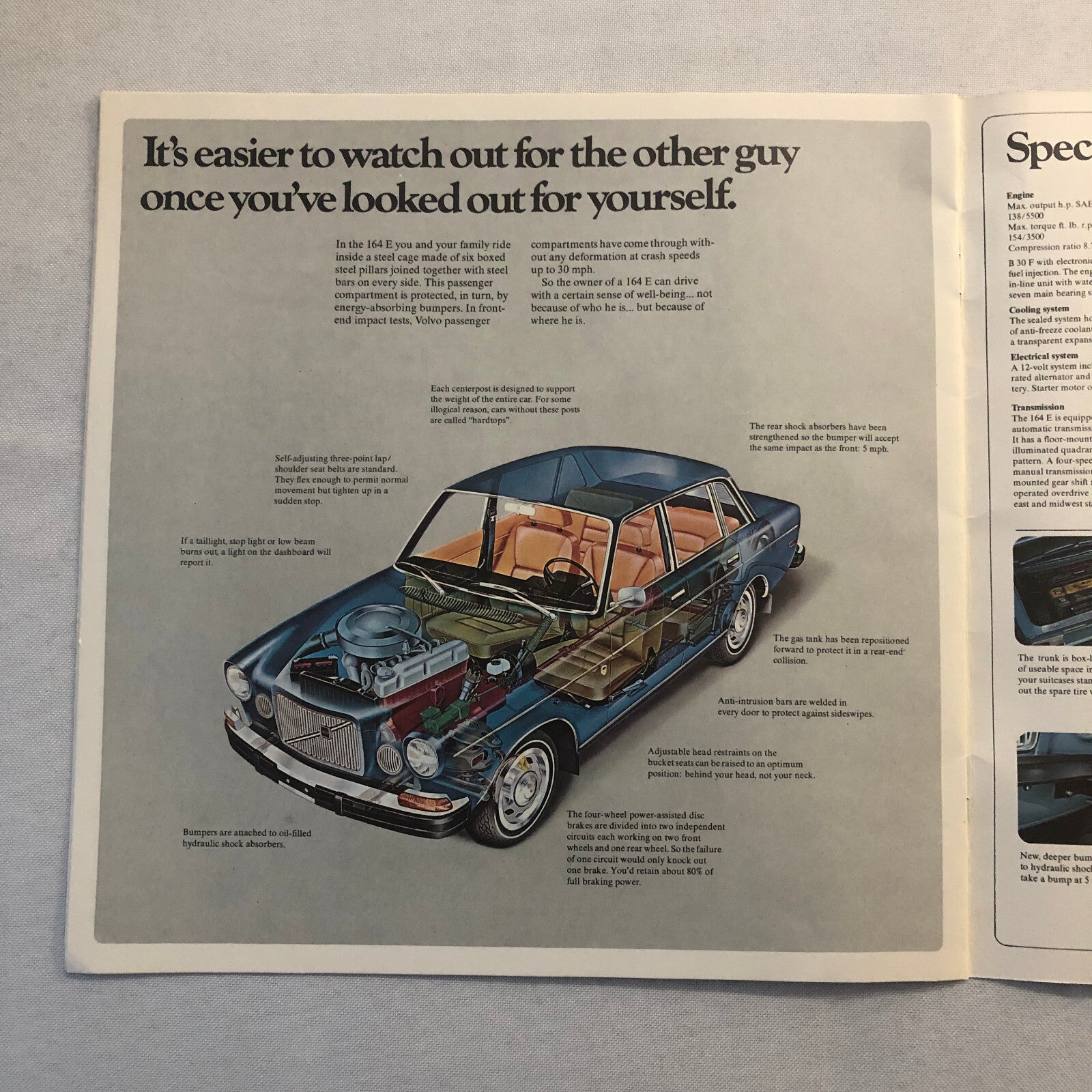 Vintage Volvo 164E Car Automobile Sales Brochure Volvo 164 E