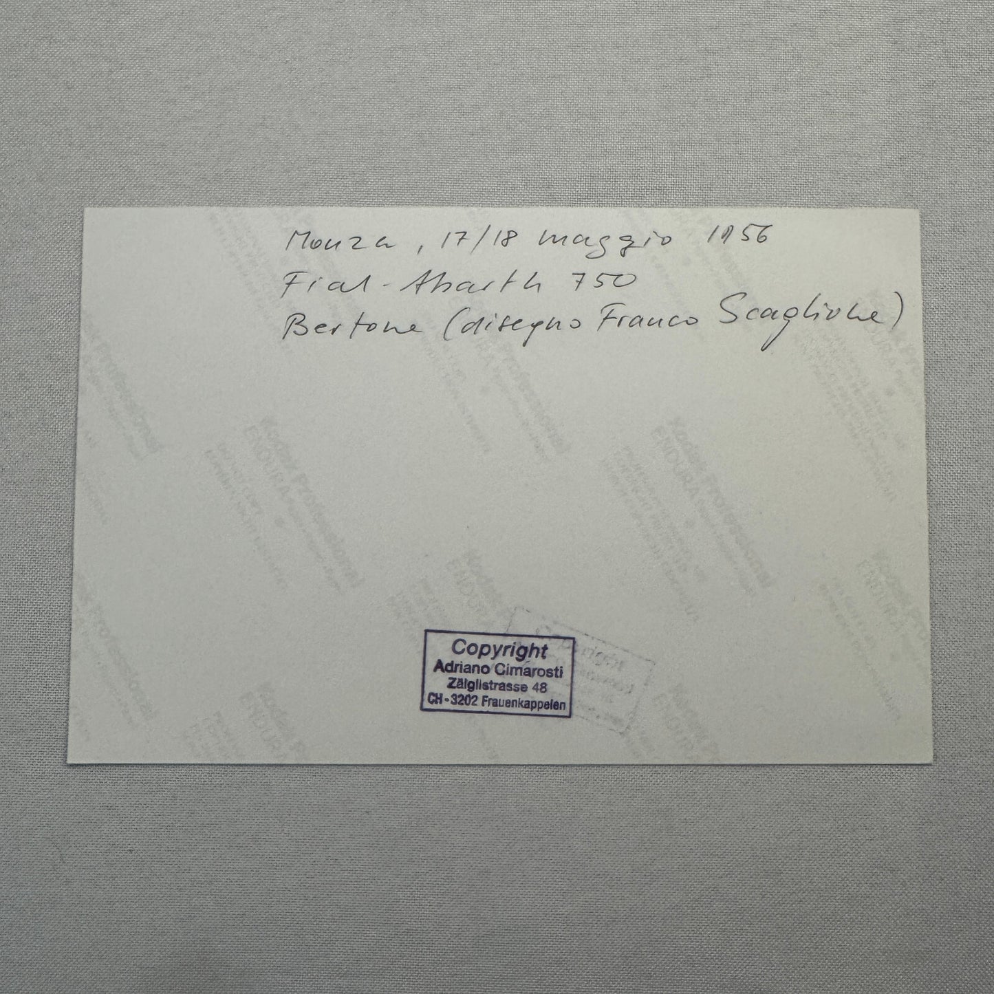 Fiat Abarth 750 Record Bertone 1956 Monza Racing Car Photo Photograph Modern