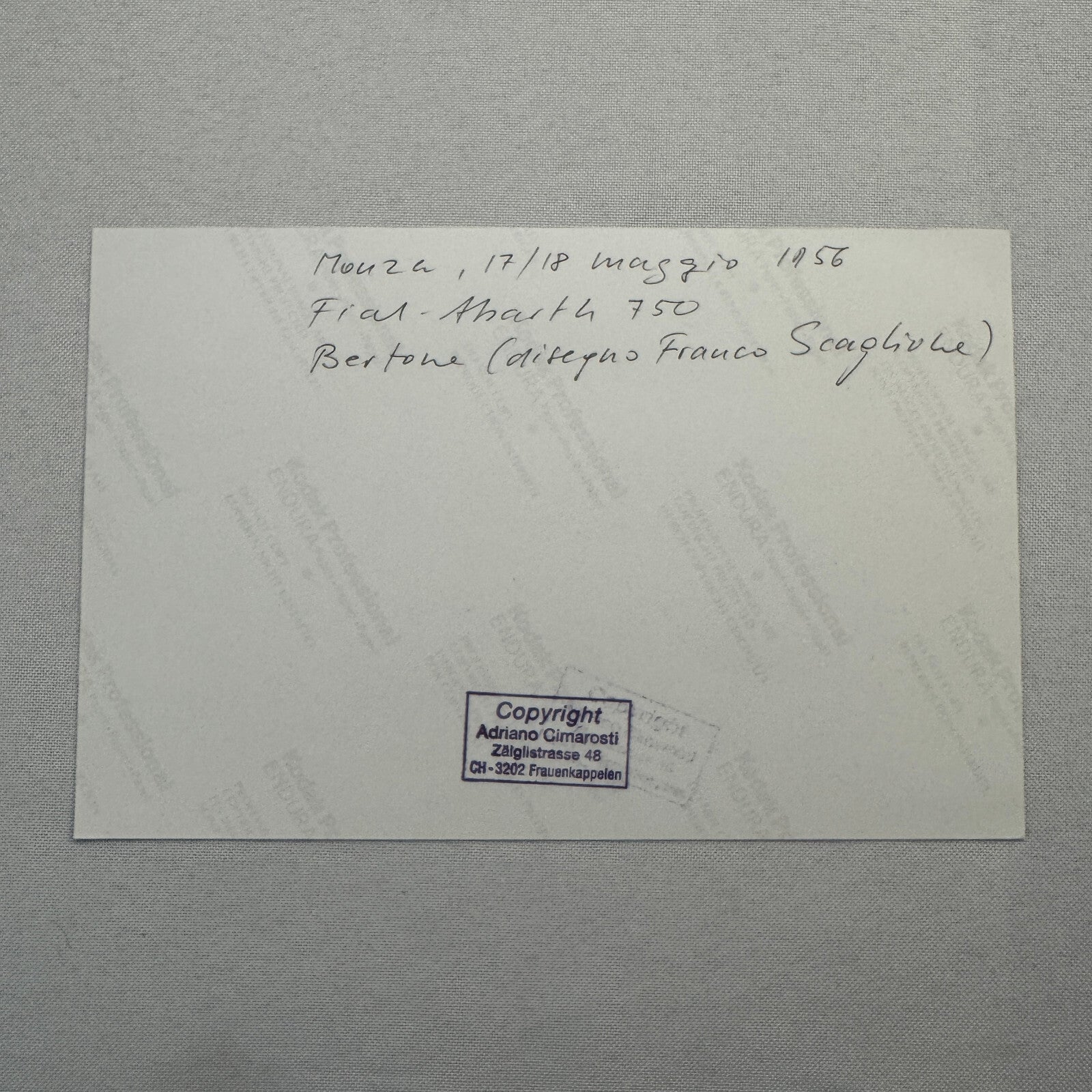 Fiat Abarth 750 Record Bertone 1956 Monza Racing Car Photo Photograph Modern