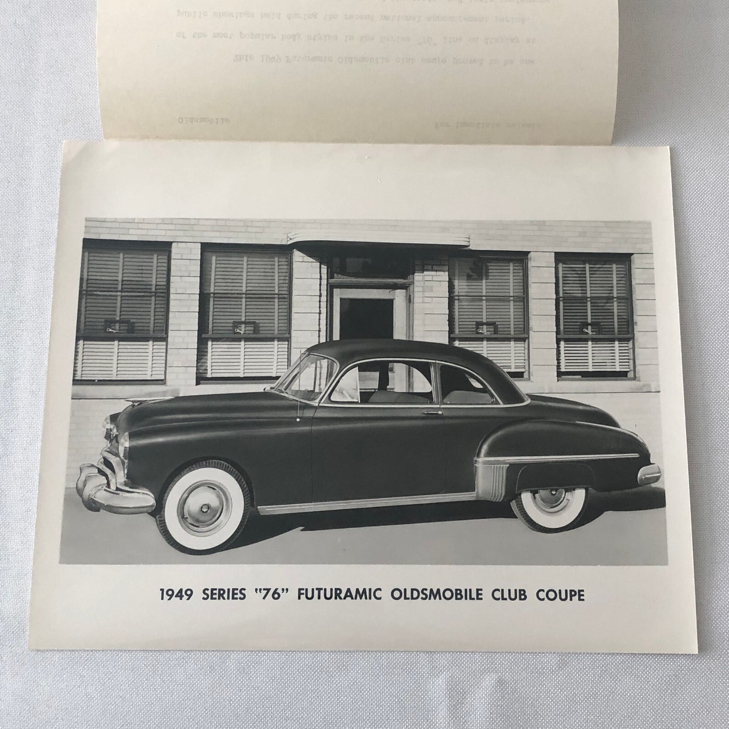 1949 Oldsmobile Series 76 Futuramic Club Coupe Factory Press Photo Photograph
