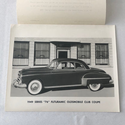 1949 Oldsmobile Series 76 Futuramic Club Coupe Factory Press Photo Photograph