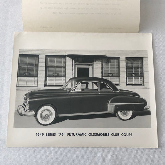 1949 Oldsmobile Series 76 Futuramic Club Coupe Factory Press Photo Photograph