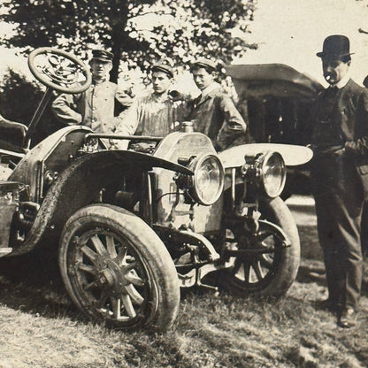 Vintage Photo Photograph Print People with Early Automobile Car Jalopy Wrecked