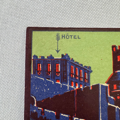 Vintage Hotel Travel Luggage Label Hotel de la Cite Carcassonne France French