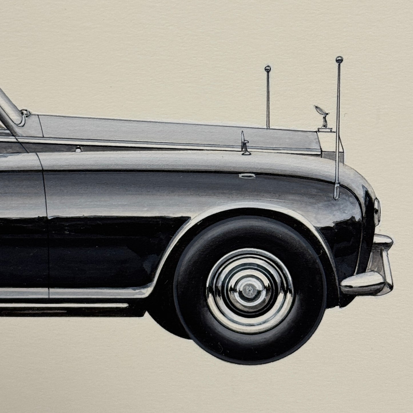 Vintage Rolls Royce Automobile Illustration Art Drawing Hand Drawn Robert Preis