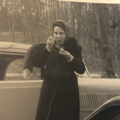 Vintage Photo Photograph Woman with Antique Car Automobile - Tag AL22SM2