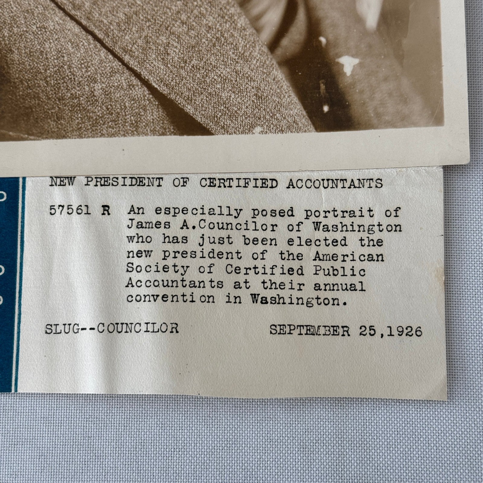 President of Certified Accountants 1926 Press Photo Photograph Portrait Print