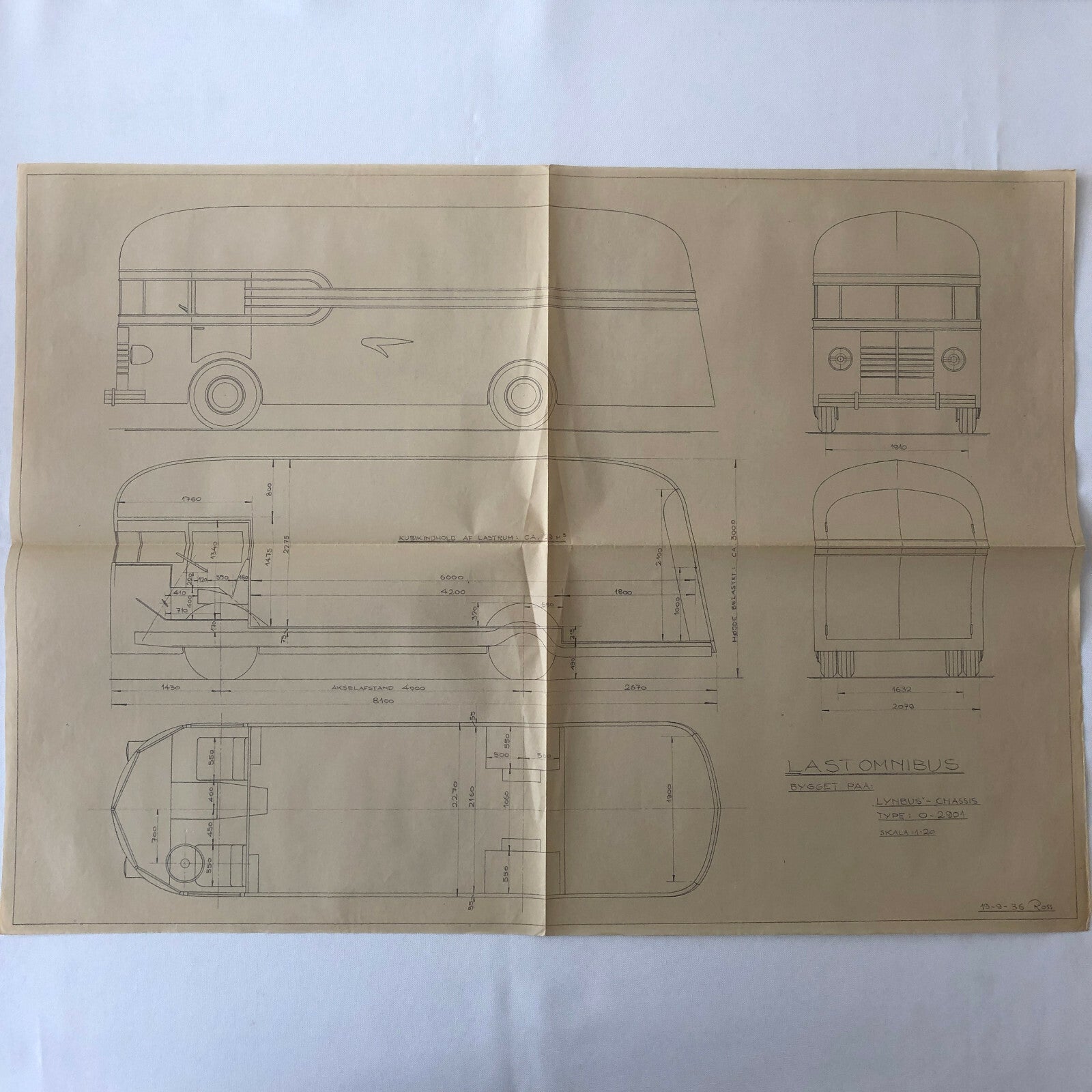 1936 Coachbuilder Bus Design Blueprint Rendering Blue Print Coach Truck 