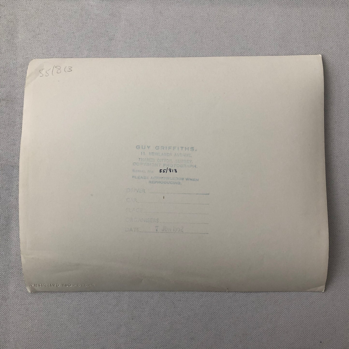 Vintage Car Automobile Racing Photo Photograph Print - Guy Griffiths Tag REA22E4