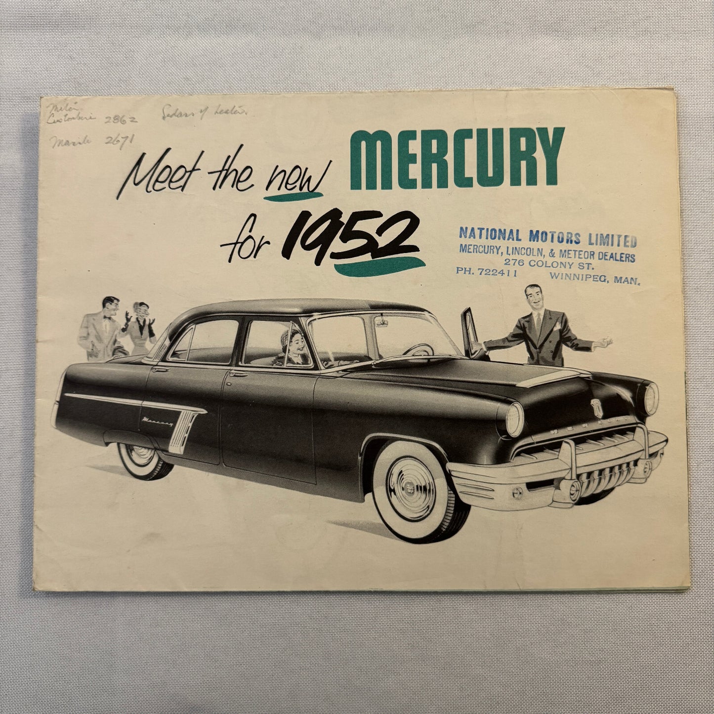 1952 Mercury Car Sales Brochure Catalog Mercury Monterey Convertible Coupe