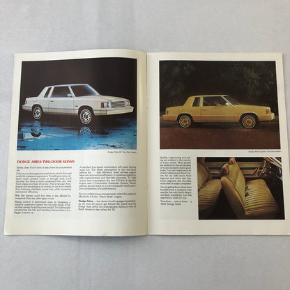 1981 Dodge Aries K Car Sales Brochure Catalog Coupe Sedan Station Wagon