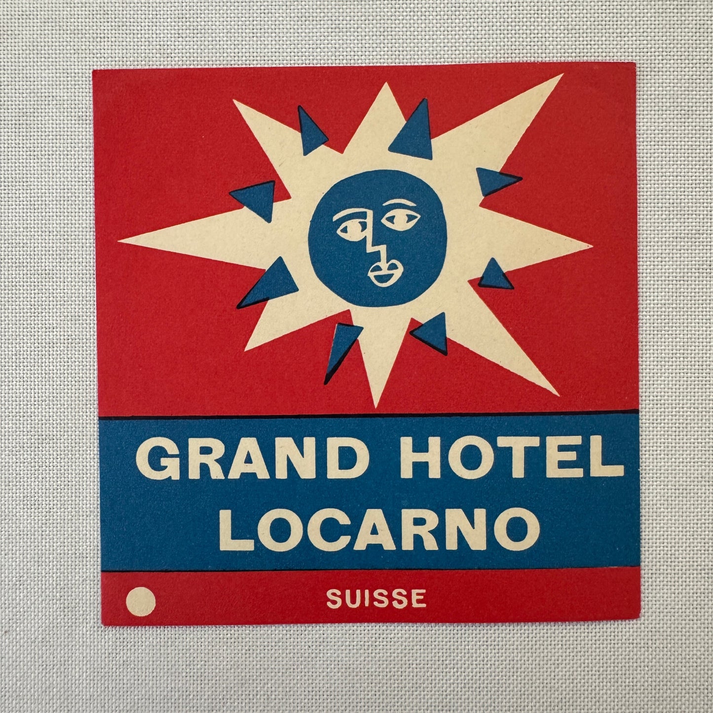 Vintage Hotel Travel Label Grand hotel Locarno Swiss Switzerland Suisse