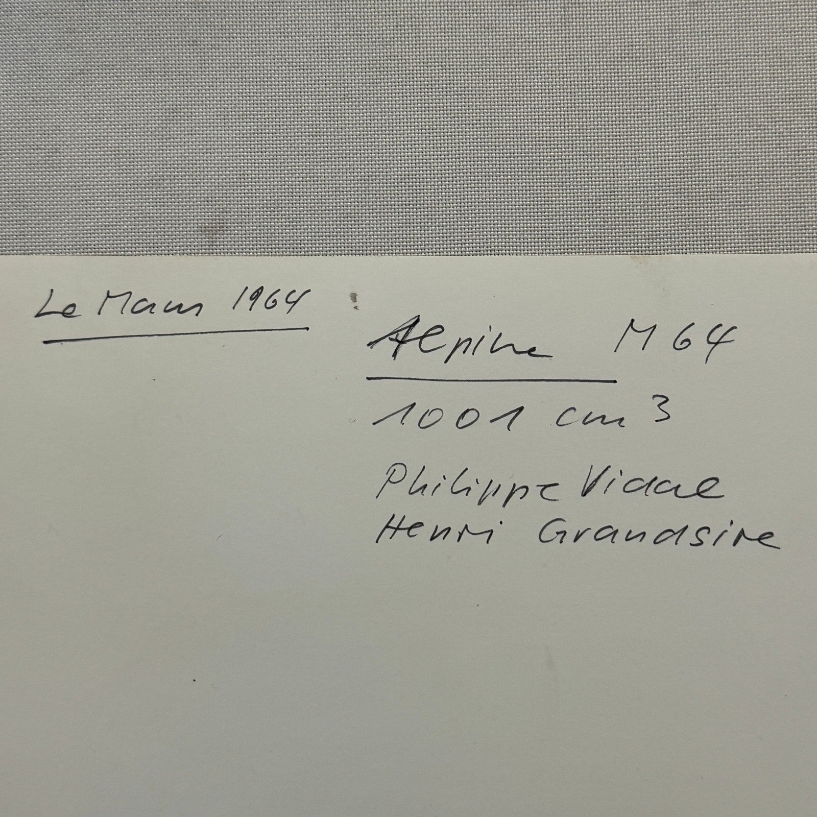 1964 LeMans Alpine M64 Philippe Vidal Henri Grandsire Racing Photo Photograph