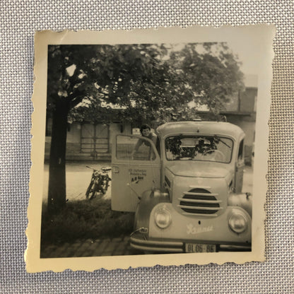 Vintage Bus Truck Photo Photograph Snapshot Lot of 2 Germany - Tag AL22SM2