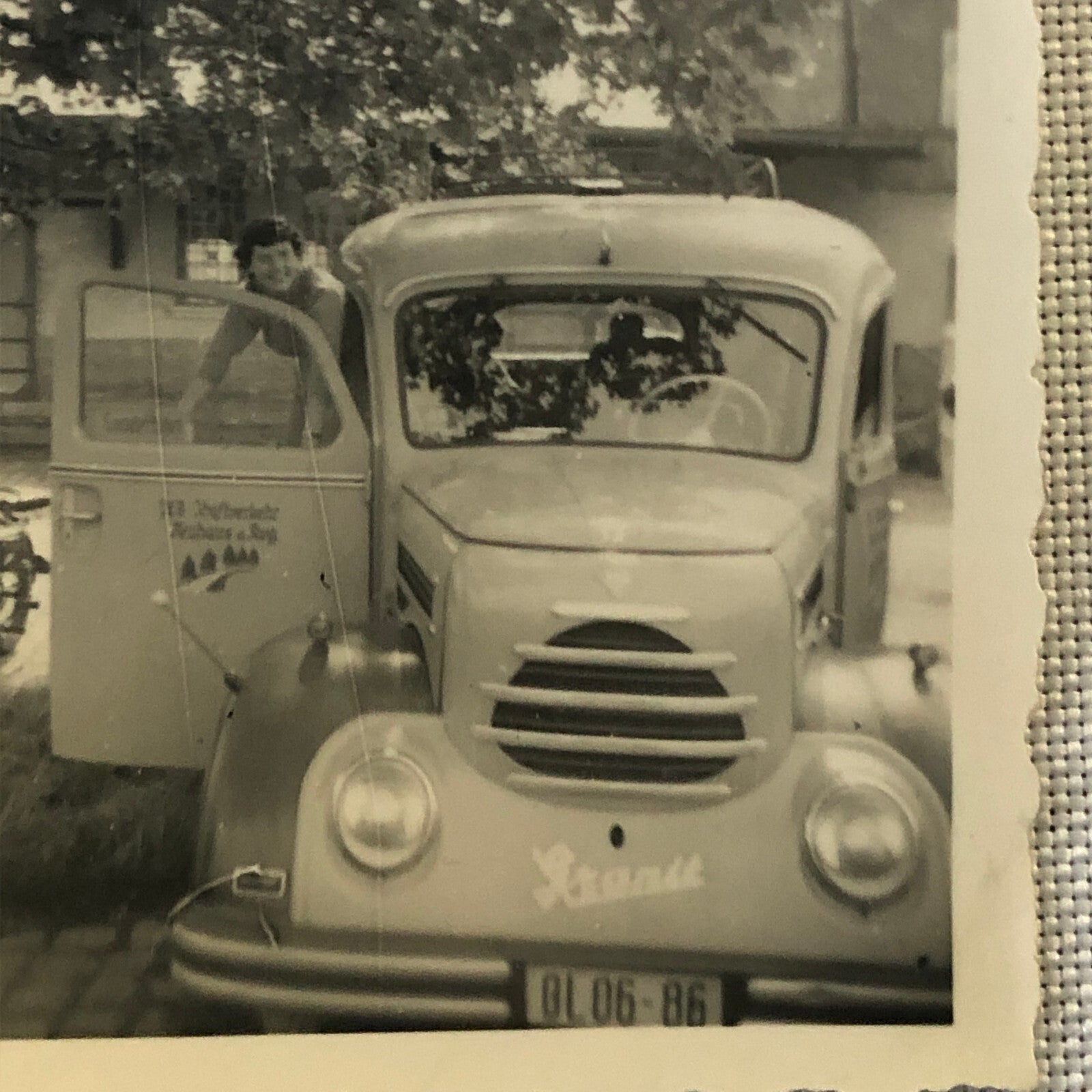 Vintage Bus Truck Photo Photograph Snapshot Lot of 2 Germany - Tag AL22SM2