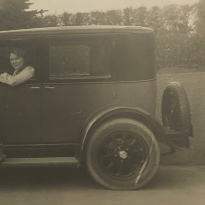 Vintage Dog Photo German Shepherd Car Woman Automobile Photograph AL22SM1