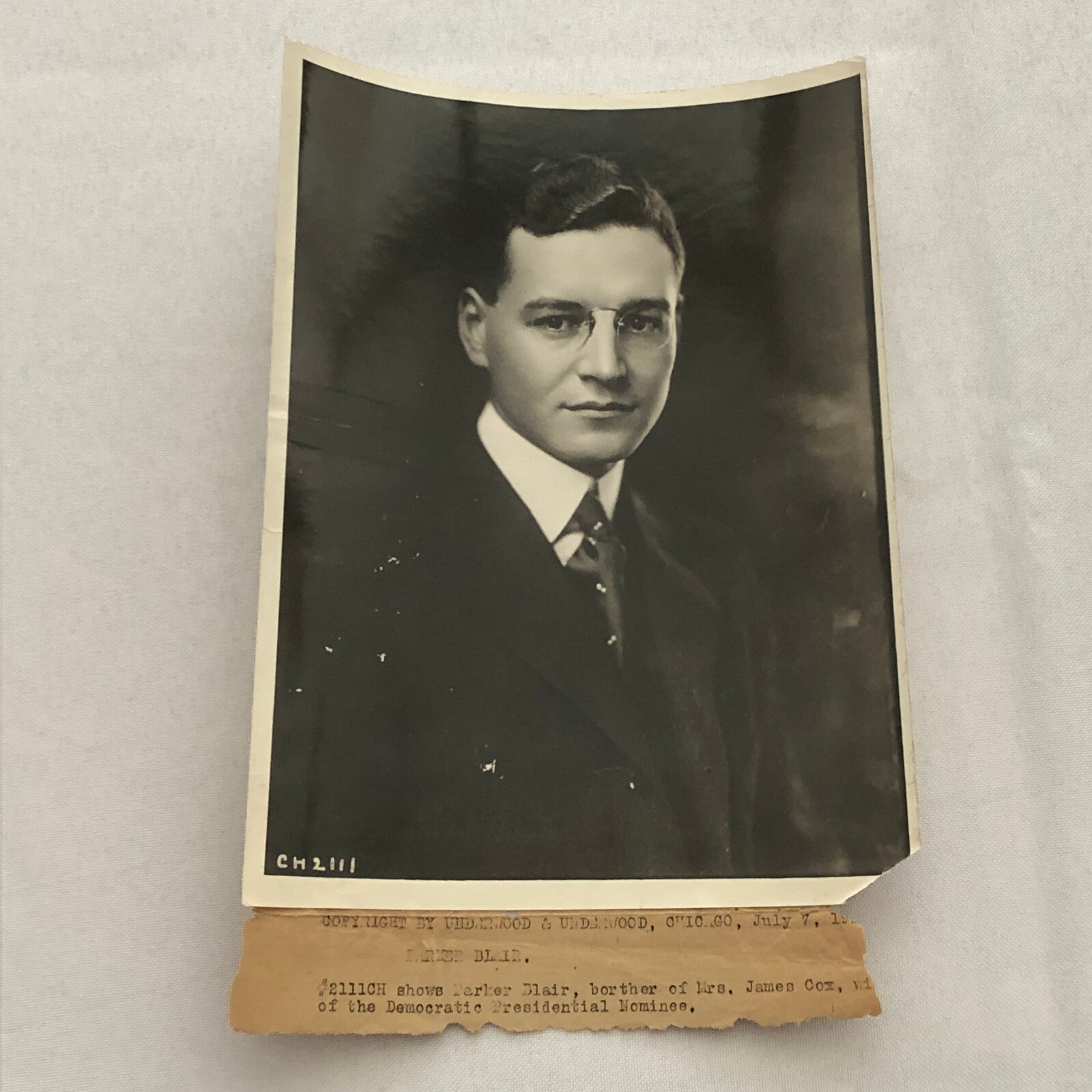 Press Photo Photograph Presidential Canadidate James M Cox Wife Brother Portrait