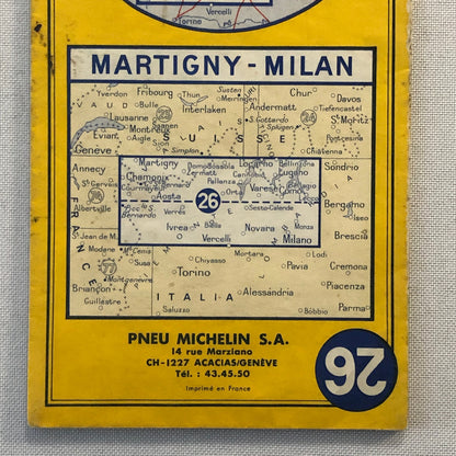 Vintage Michelin Tire Martigny Milano Travel Map