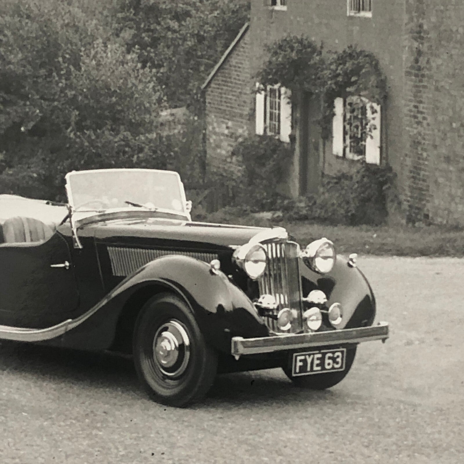 Vintage Car Automobile Outside Estate Home Photo Photograph Print - Lagonda ? 