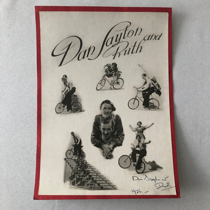 Vintage Circus Photo Dan Sayton Ruth Bicycle Balancing Act Performer Photograph