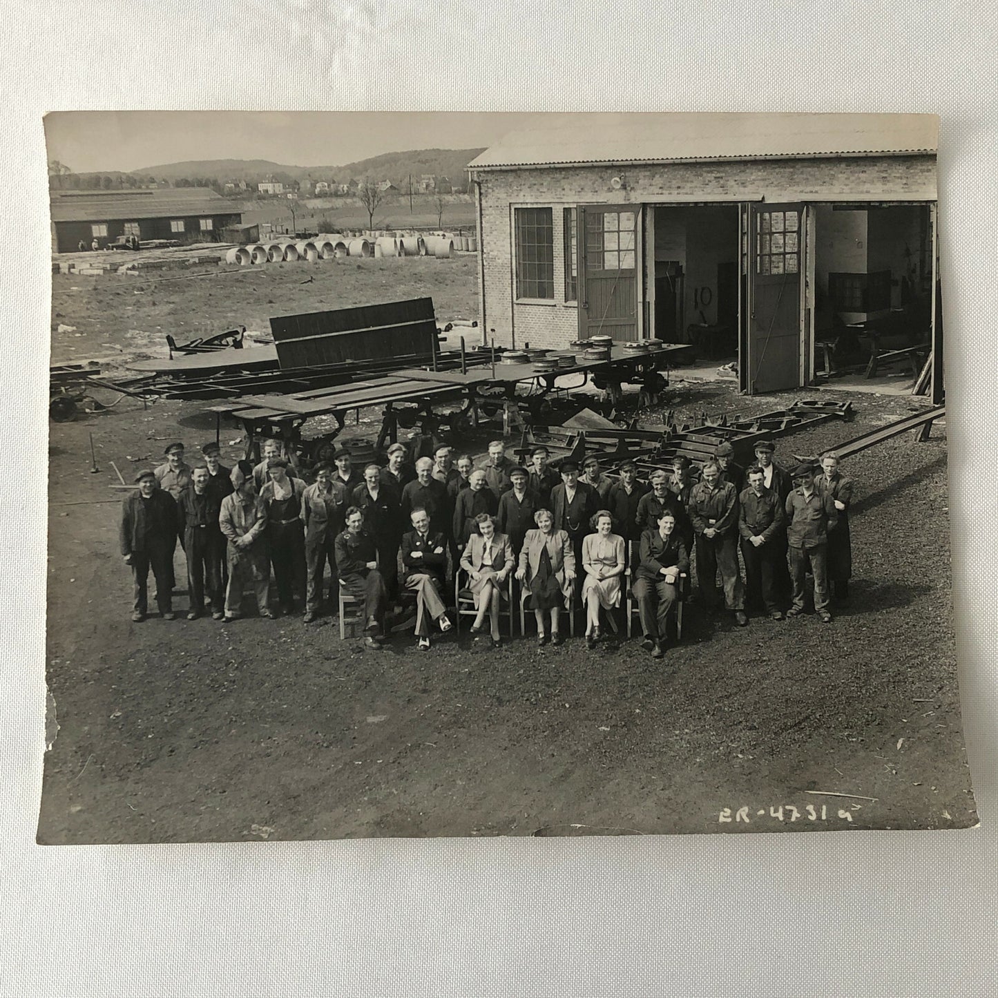 Antique Vintage Factory Company Industrial Workers Photograph ERGO Trailer