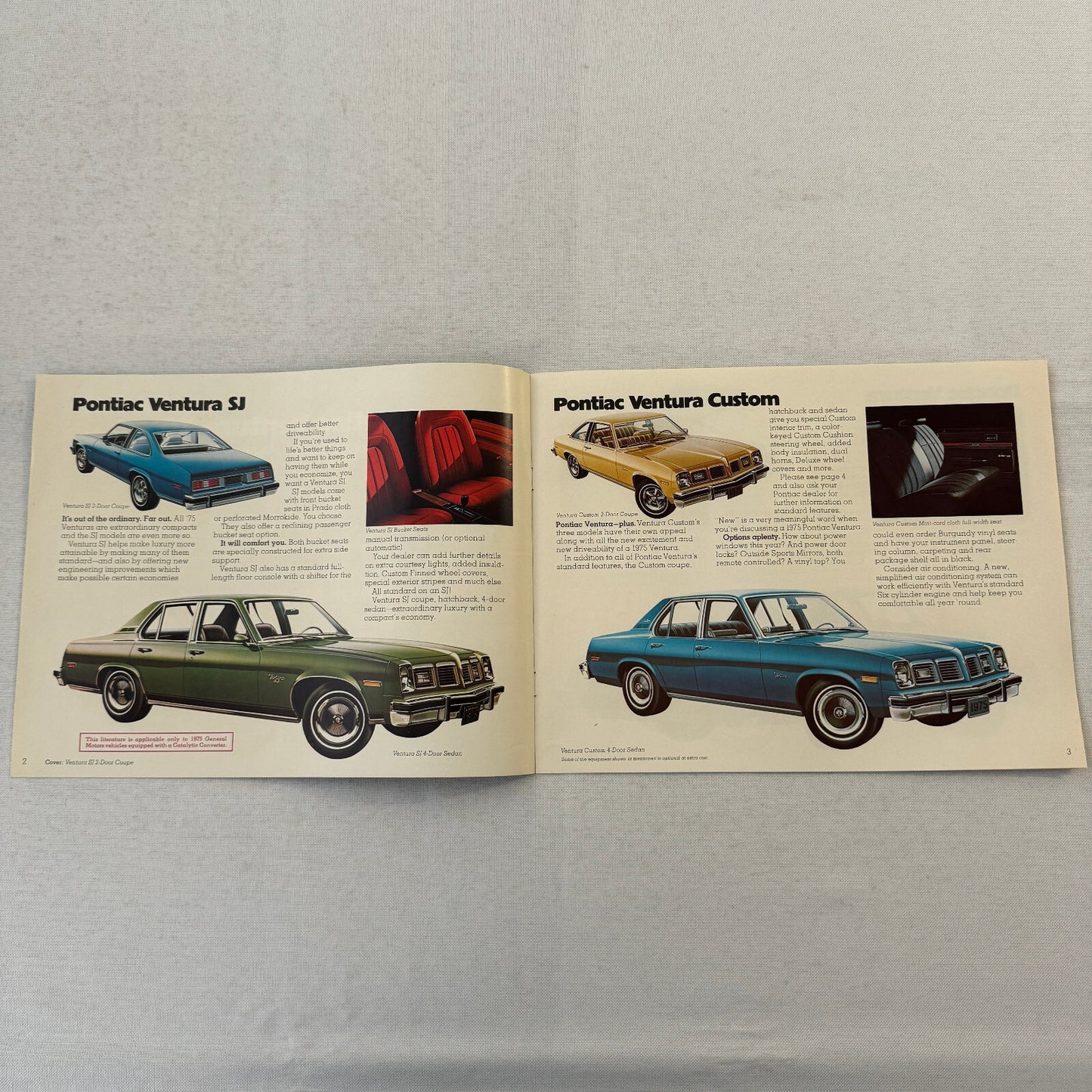1975 Pontiac Ventura Car Sales Brochure Catalog SJ Custom Sprint Vintage