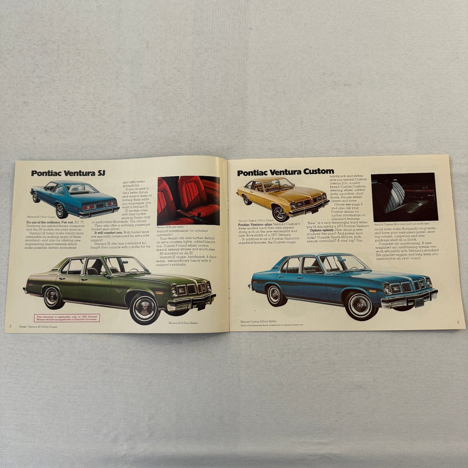 1975 Pontiac Ventura Car Sales Brochure Catalog SJ Custom Sprint Vintage