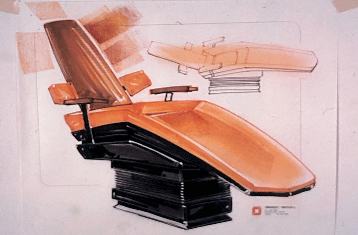 35MM Vintage Photo Slide Product Design Sketch of Dentist Dental Chair